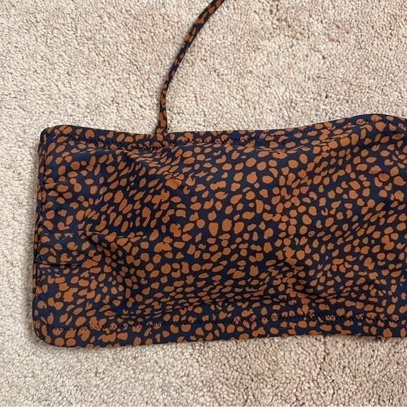 NWT! J. Crew Spot-On Print Bandeau Bikini Top in Navy Pecan. Size 2X - Picture 4 of 13